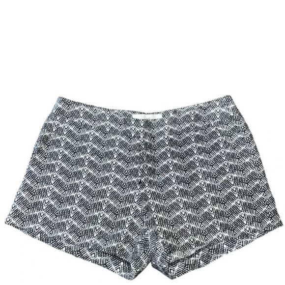 Joie Merci Shorts Geometric patterned Black White Print Silk linen Chevron 4 - Picture 3 of 7